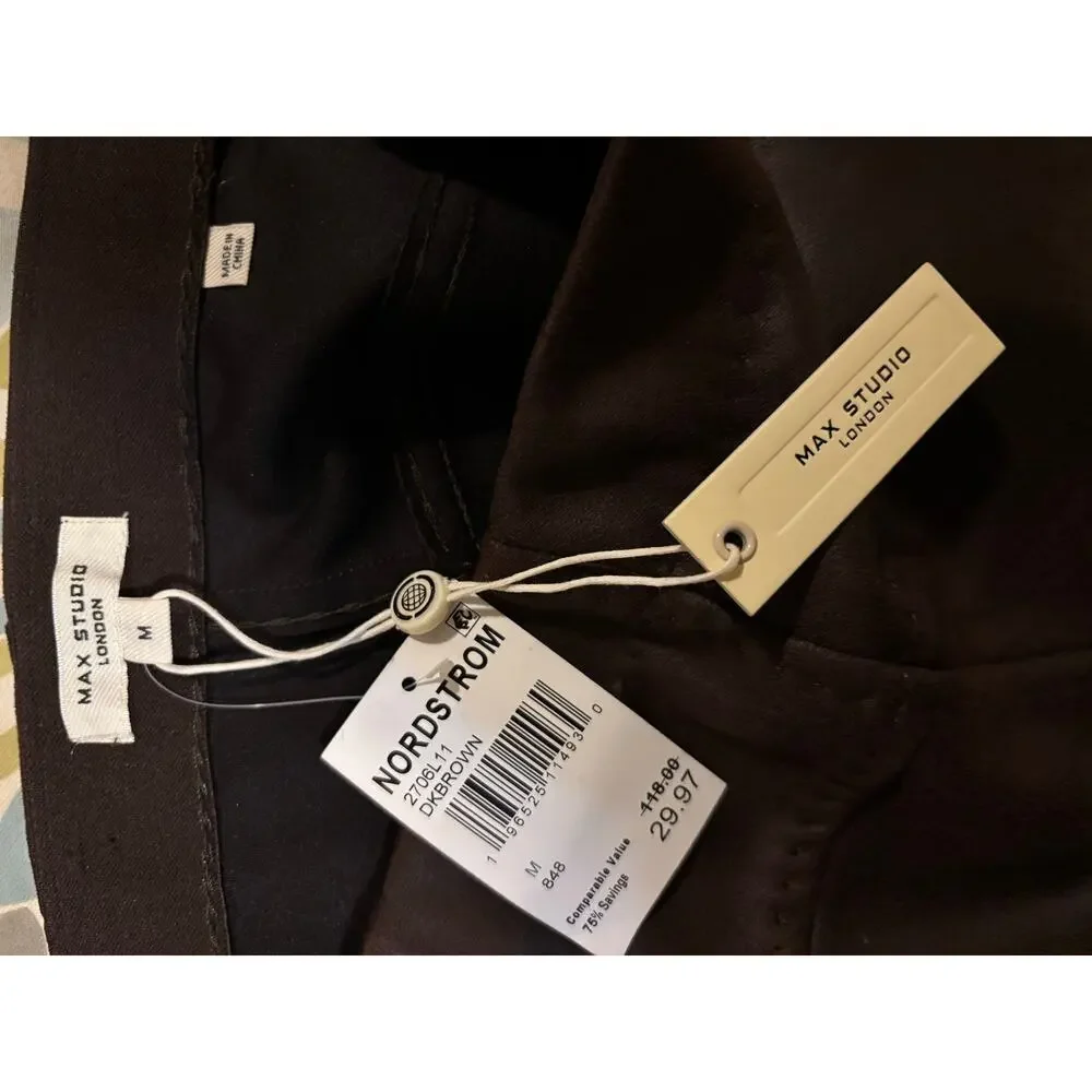 NWT Chocolate Brown Faux Suede Fall Preppy Mini Skirt